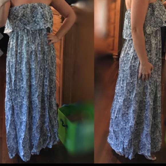 NEW BOHO CHIC SUMMER STRAPLESS MAXI BEACH DRESS - Picture 4 of 4