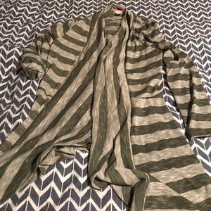 NWOT green striped open cardigan 1X