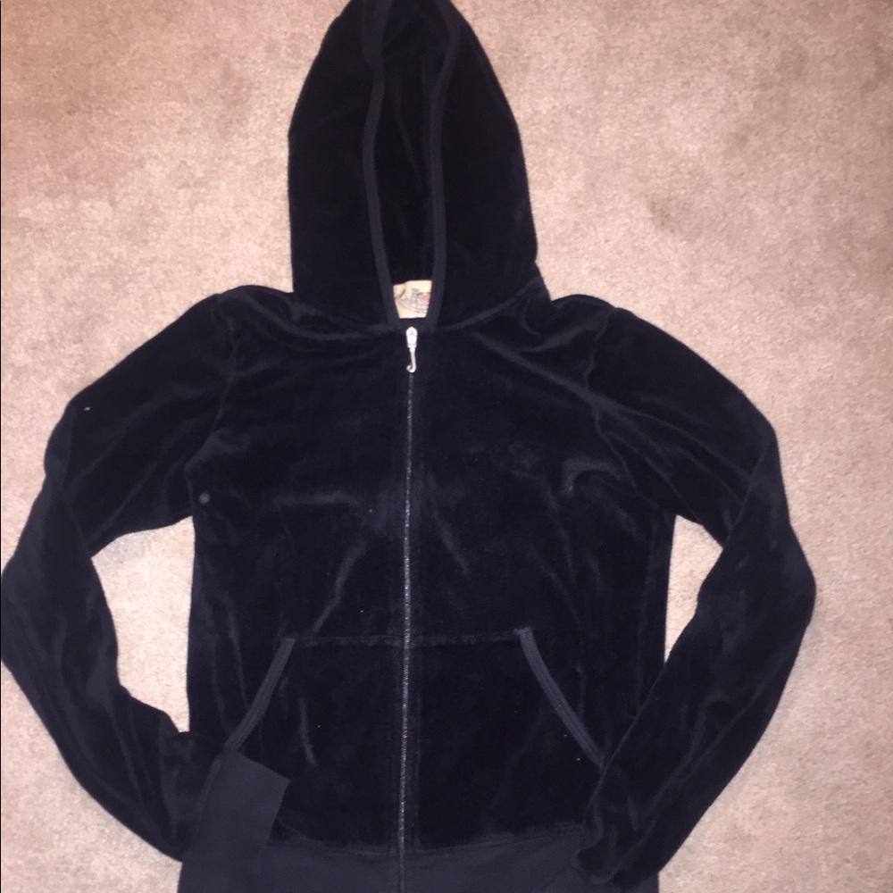 Juicy Couture Black Velour Zip Hoodie