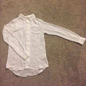 H&M White Sheer Button Down Blouse