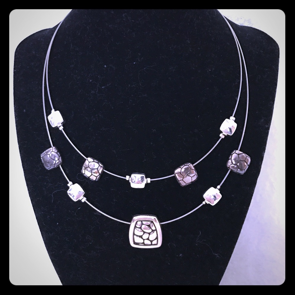 Silver-tone Wire Necklace