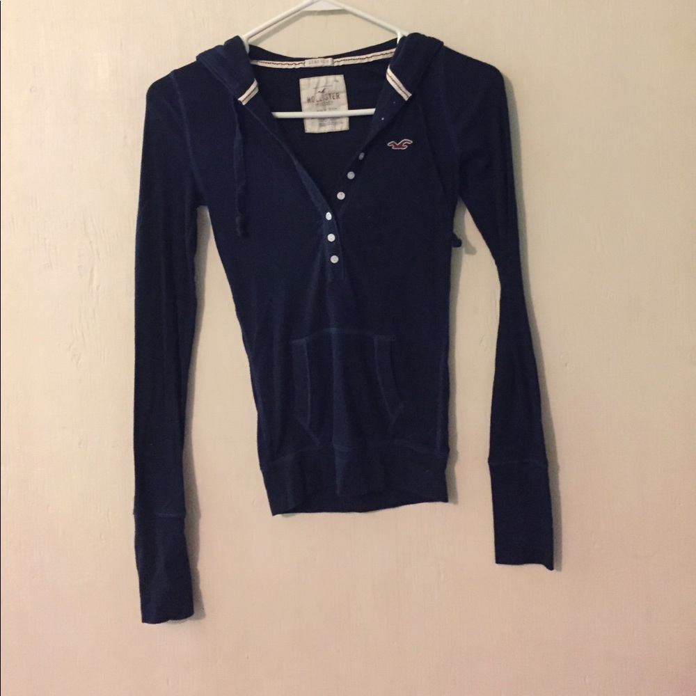 Navy hooded long sleeve top