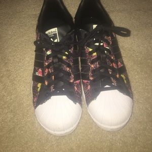 Black floral adidas shoes