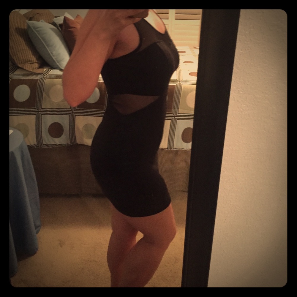 Sexy black dress with mesh cutouts
