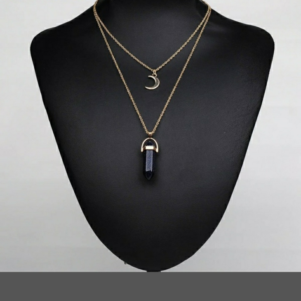2 layer moon / stone necklace