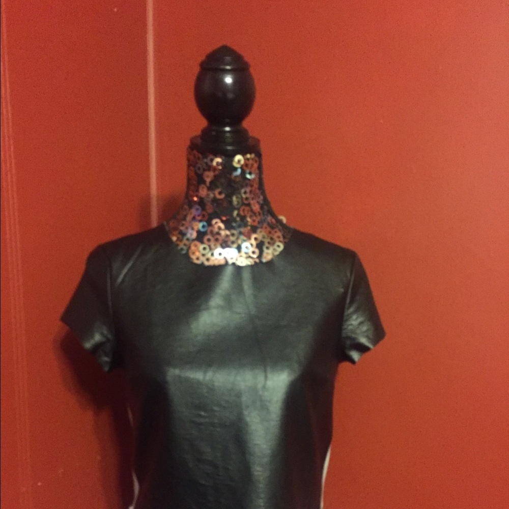 EUC Faux Leather Tee