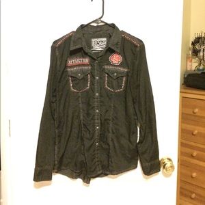 Affliction adjustable sleeves button up