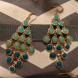 Gold, green, and blue ombré earrings