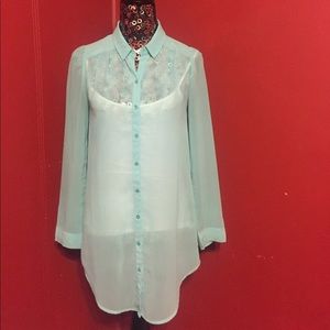 Teal Button down Blouse