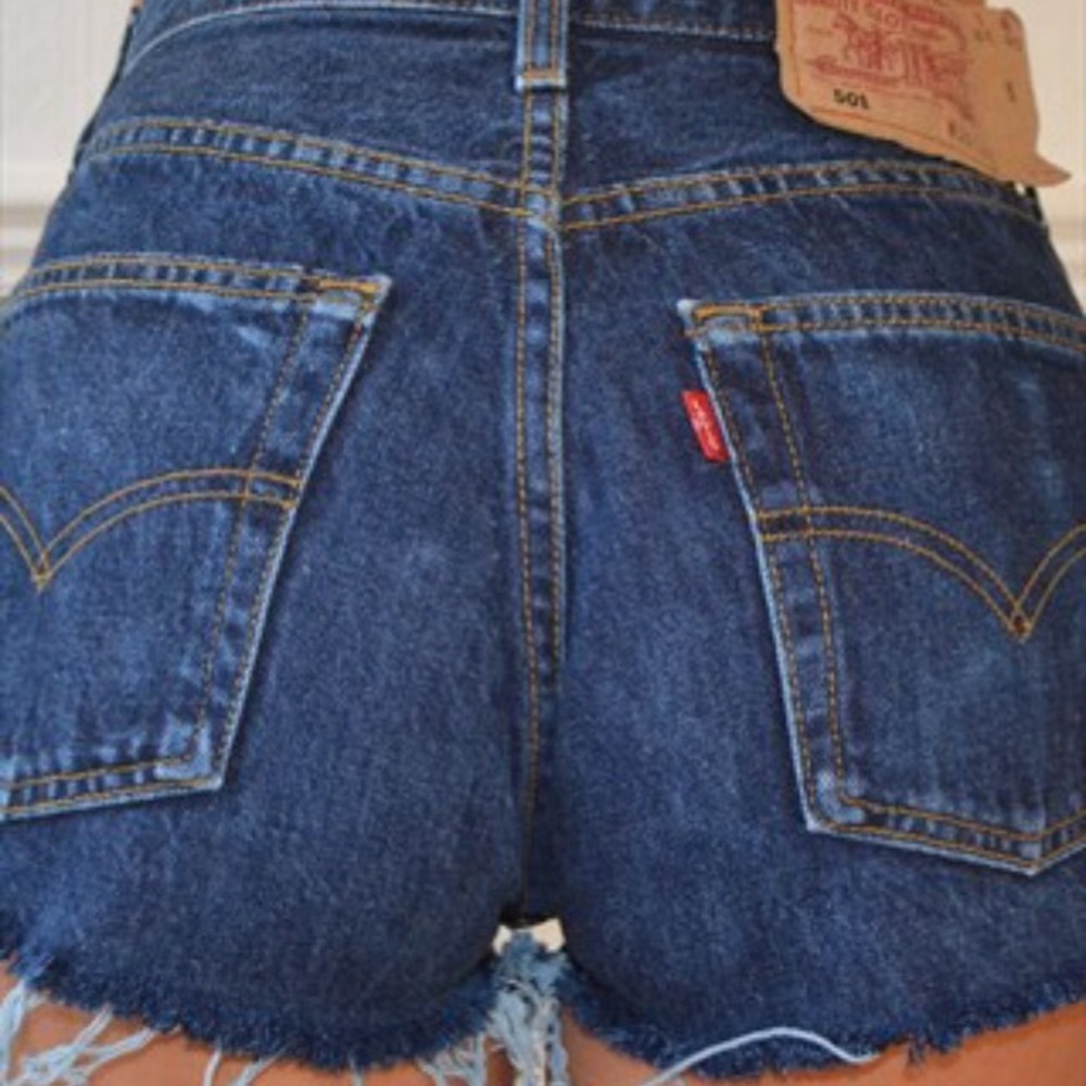 Dark Blue Denim Levi Shorts Cutoffs