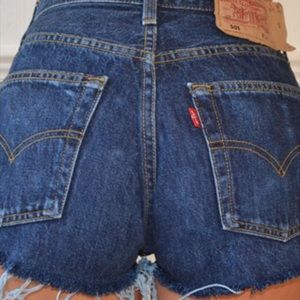 Dark Blue Denim Levi Shorts Cutoffs