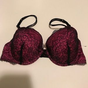 36C NWOT Pink & Black Lace Bra