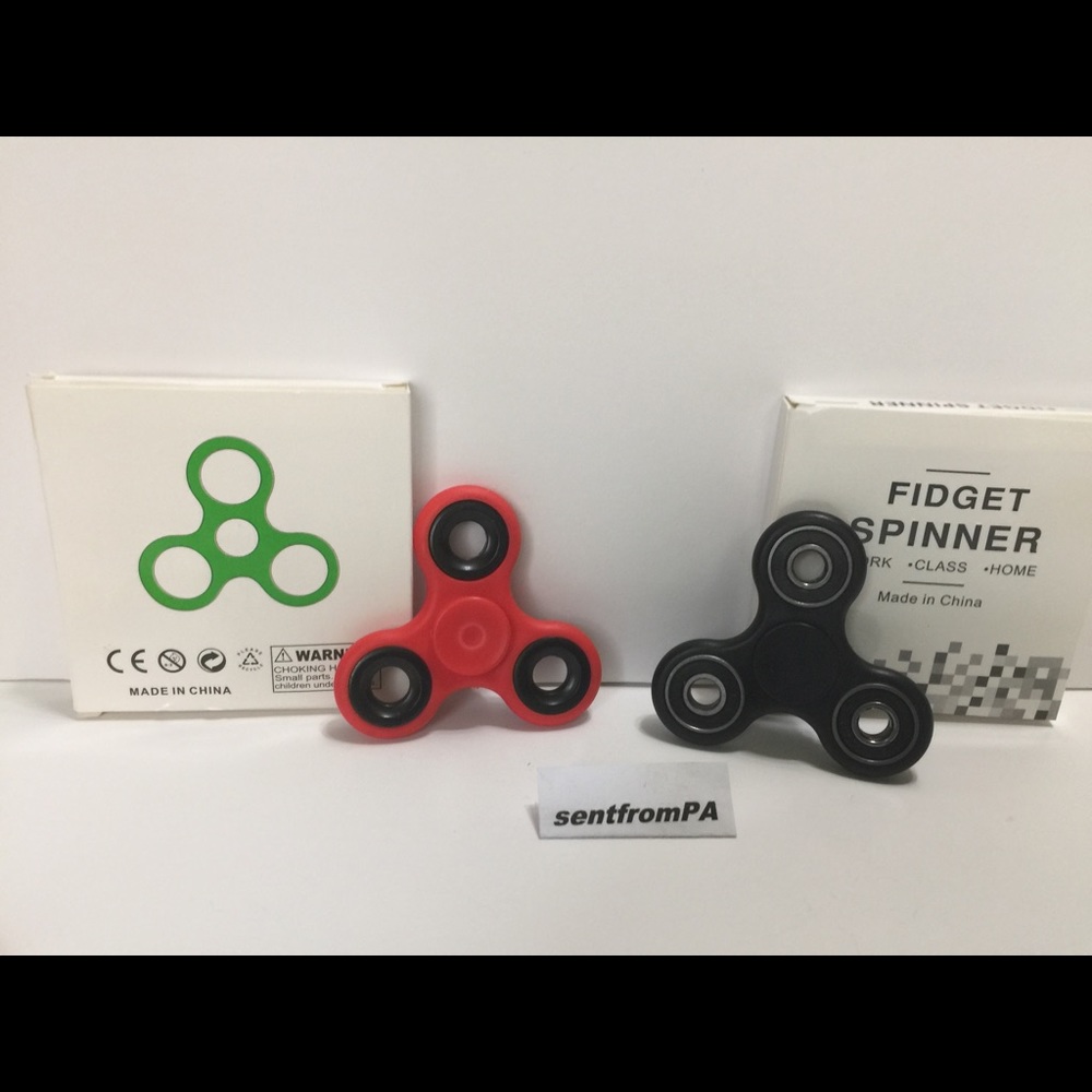 Fidget Spinner BLACK & RED Hand Spinners PACK OF 2