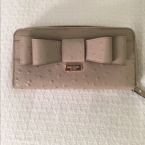Kate Spade Charm City Ostrich Neda Bow Zip Wallet