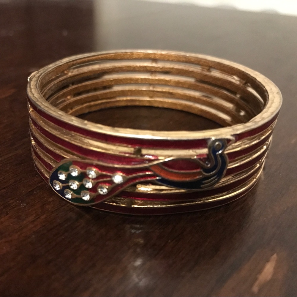 Vintage peacock cloisonne bracelet