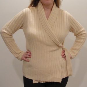 Burberry soft cream wrap ribbed sweater
