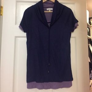CALVIN KLEIN deep purple drawstring neck top sz M