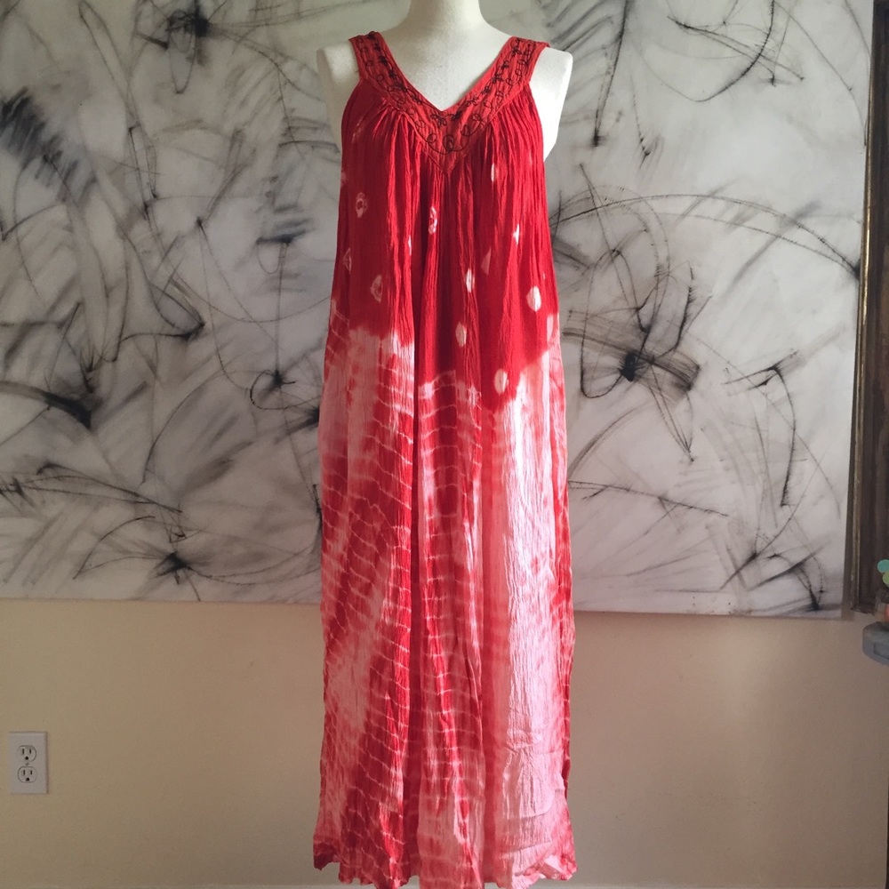 Vintage Tie Dyed Cotton Dress Cover Up