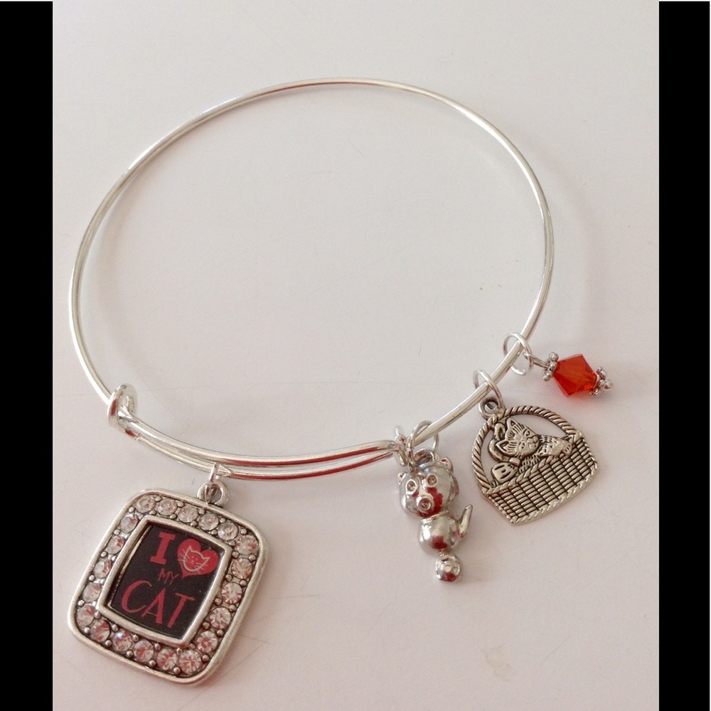 I love my cat bangle bracelet new