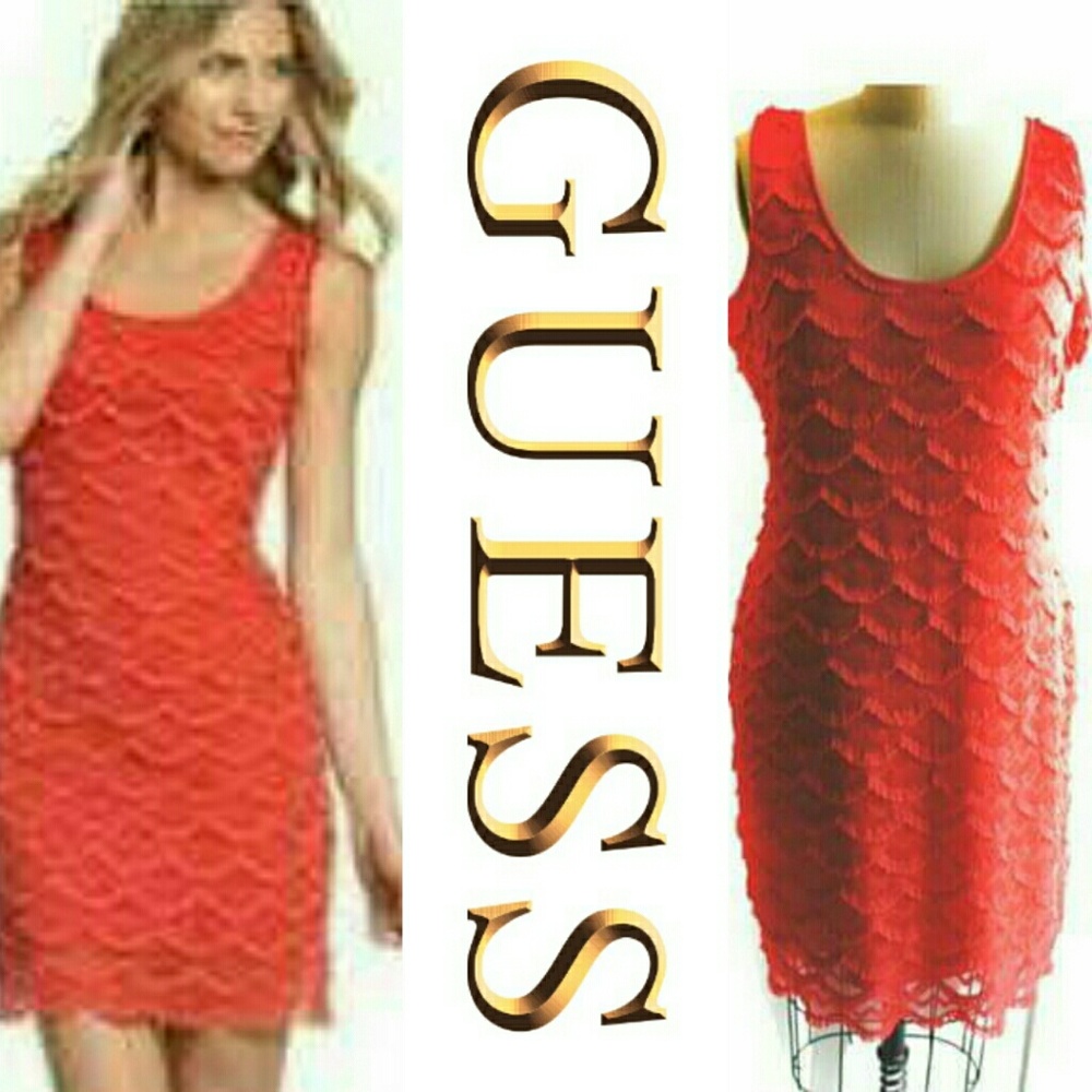 💎NEW💎 Coral Fringed Guess Dress