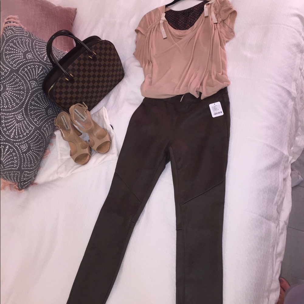 Free People Faux Suede Finish Legging in Moss Sz 4