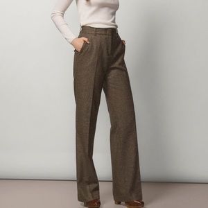 Massimo Dutti wide leg tweed wool pants