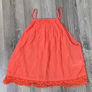 ON HOLD Orange Laced Bottom Tank Top