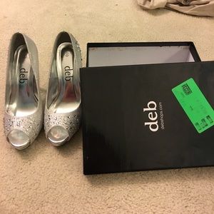 Silver sparkle heels