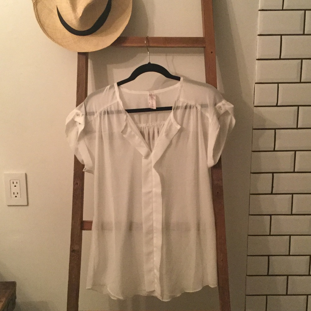 White slightly sheer blous