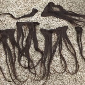 Dark brown clip on real hair extensions