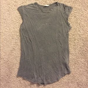 ZARA Gray Worn-Look Top
