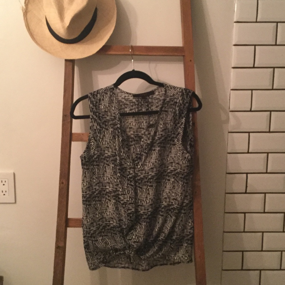 Black and white pattern chiffon blouse