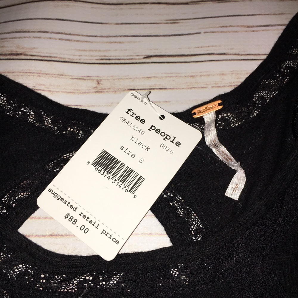 NWT Free People black lace long sleeve Sz: S
