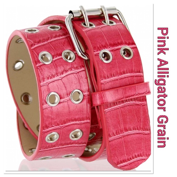 Boutique Accessories - Pink Leather Alligator Grain Belt Boutique Accessories - Pink Leather Alligator Grain Belt