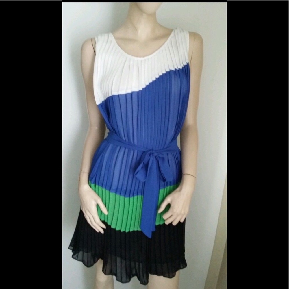 bebe Colorblock Pleated Dress NWT