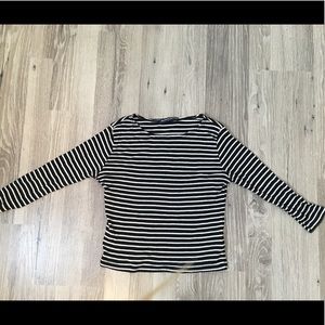 ON HOLD Long Sleeve Striped Semi Crop Top
