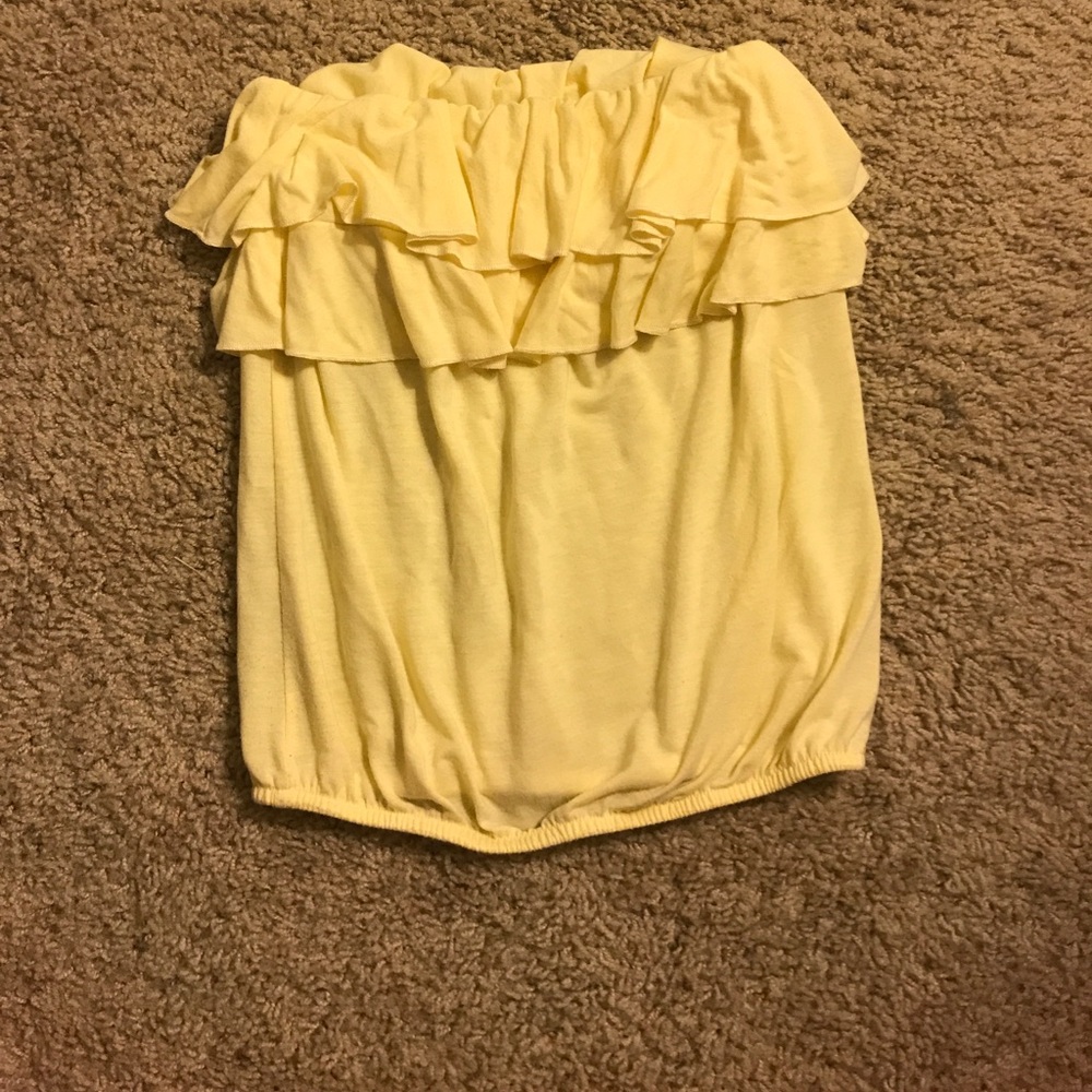 Yellow ruffle tube top aeo