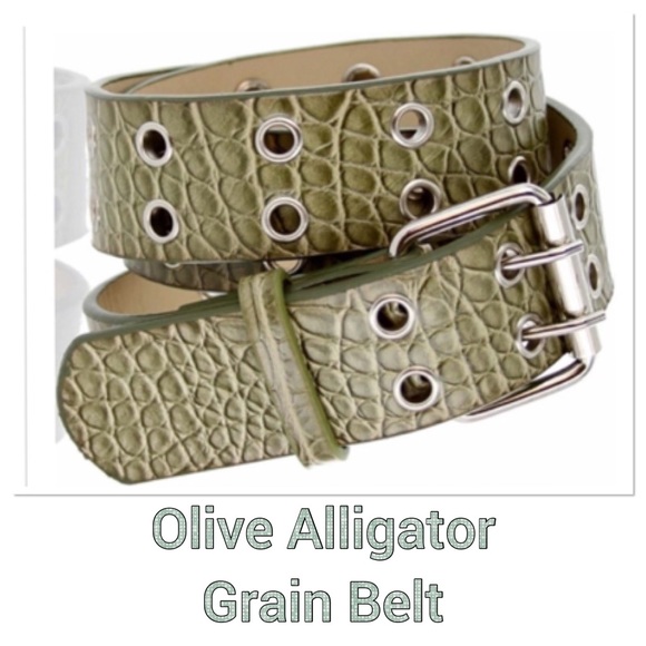 Boutique Accessories - Leather Olive Alligator Belt Boutique Accessories - Leather Olive Alligator Belt