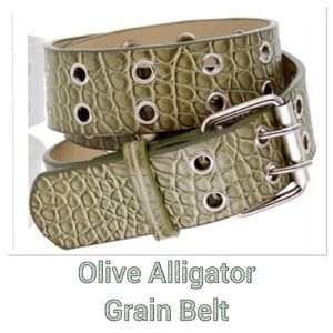 Boutique Accessories - Leather Olive Alligator Belt Boutique Accessories - Leather Olive Alligator Belt