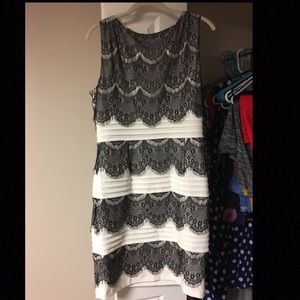 White with black lace dress