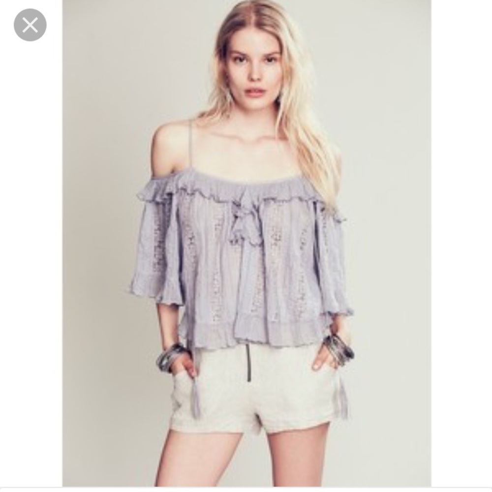 Free People off the shoulder strappy ruffle top M - Picture 4 of 8