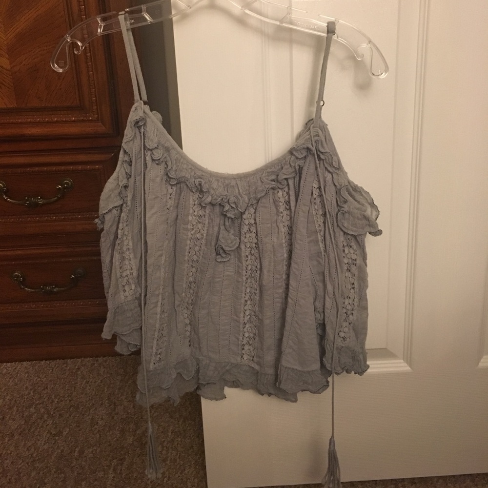 Free People off the shoulder strappy ruffle top M - Picture 6 of 8