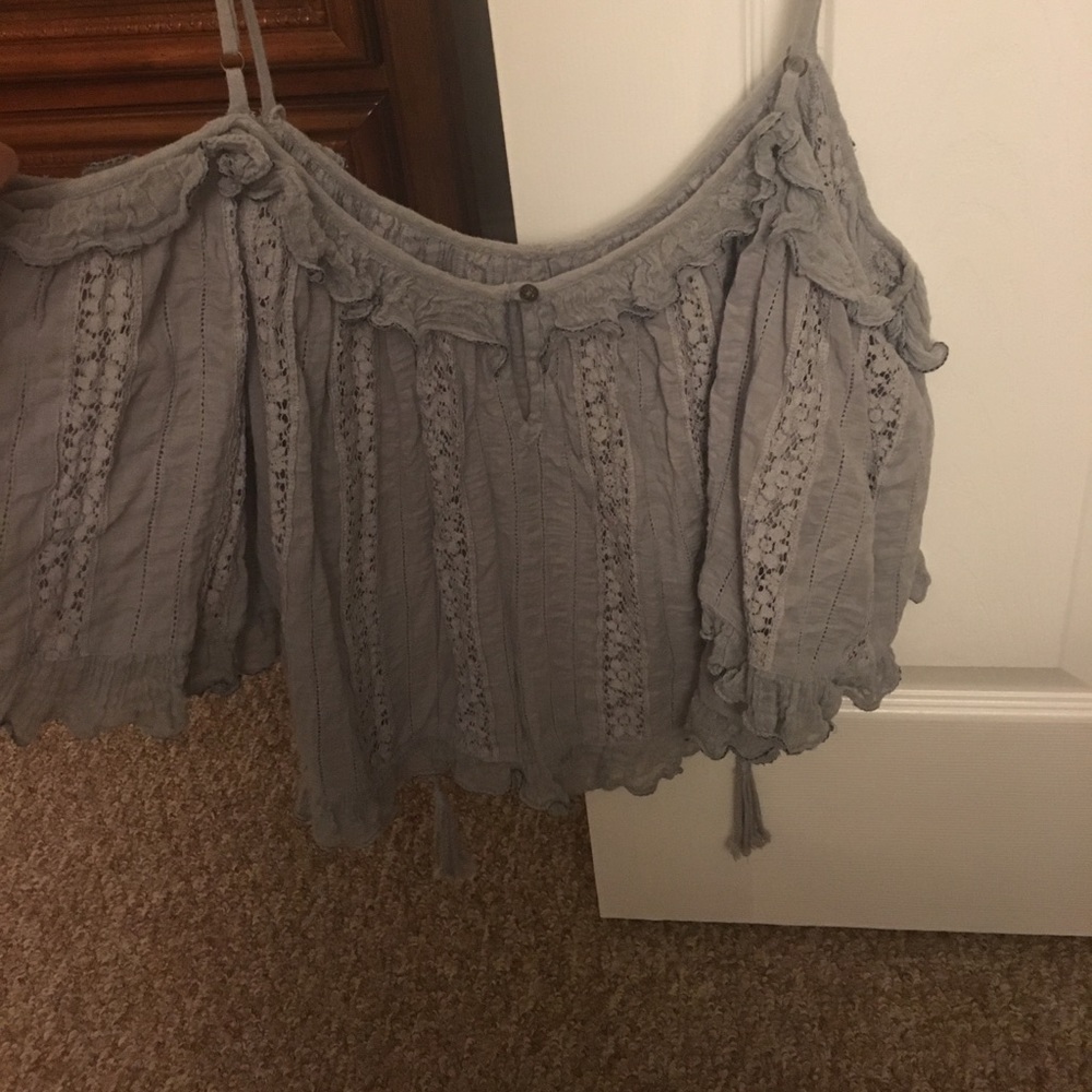 Free People off the shoulder strappy ruffle top M - Picture 7 of 8