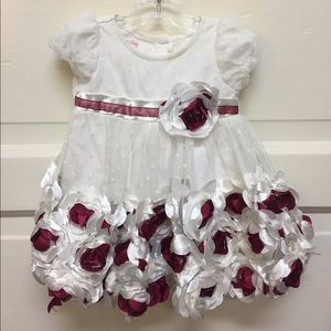 White and red flower baby dress