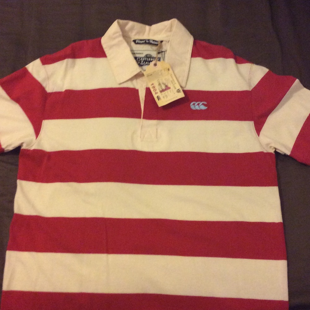 Men's Canterbury of New Zealand S/S Striped Polo.