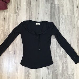 ON HOLD Dark Blue Scoop Neck Long Sleeve