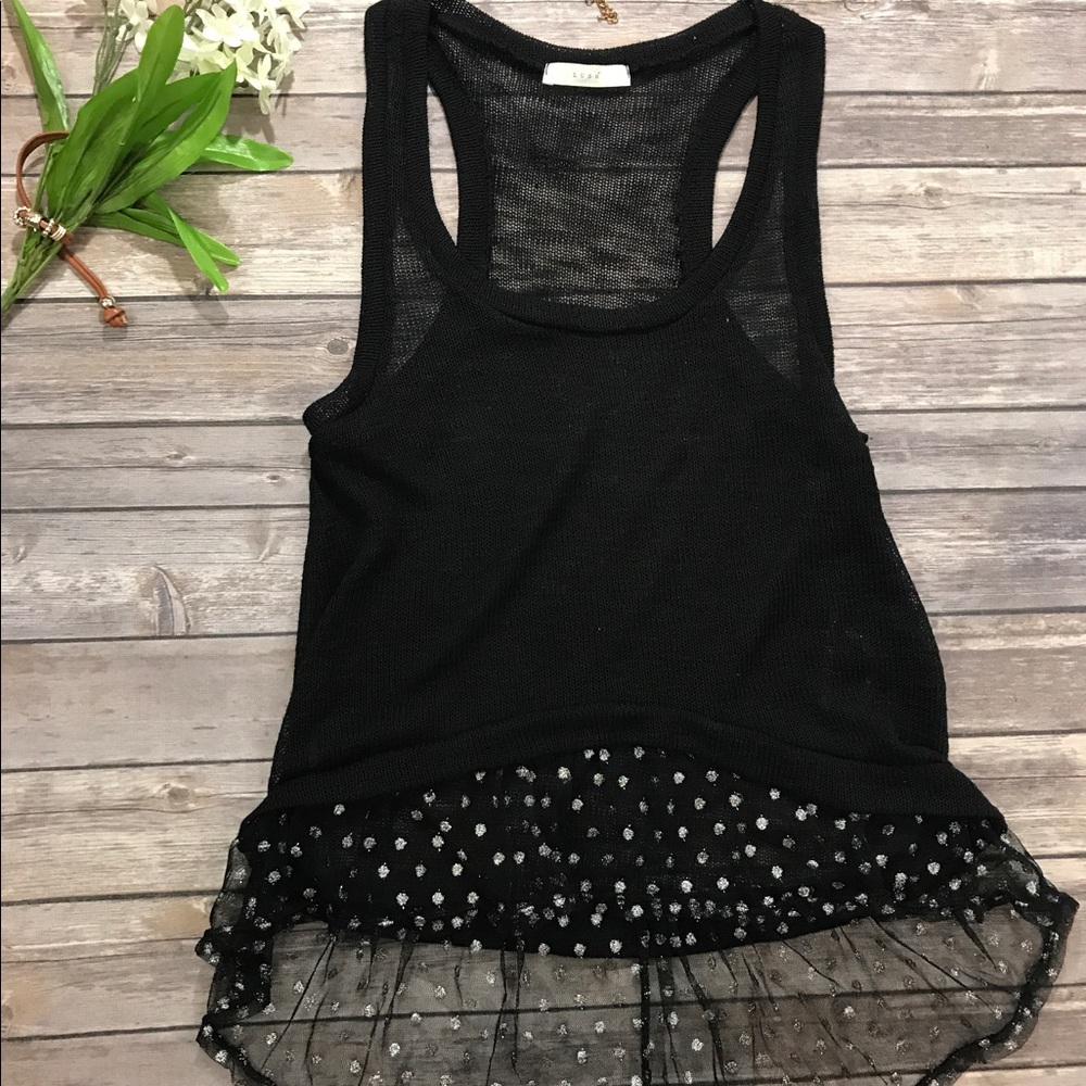 Cute black knit top with mesh