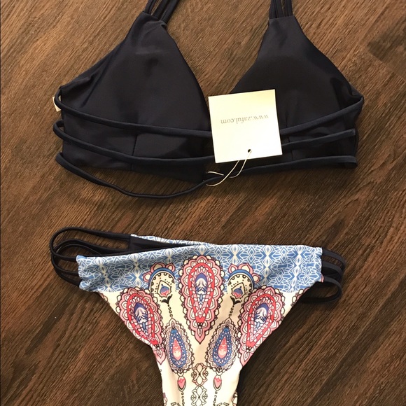 Last 1! ๐HP 5/30๐ Blue Strappy Halter Bikini - Picture 3 of 7