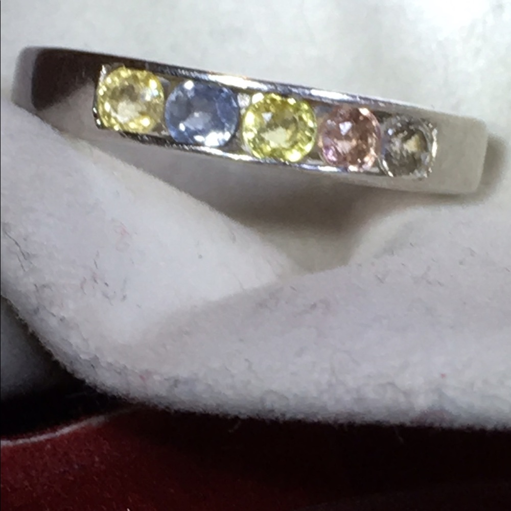 Multi colour Fancy Sapphire Diamond  & 925 ring