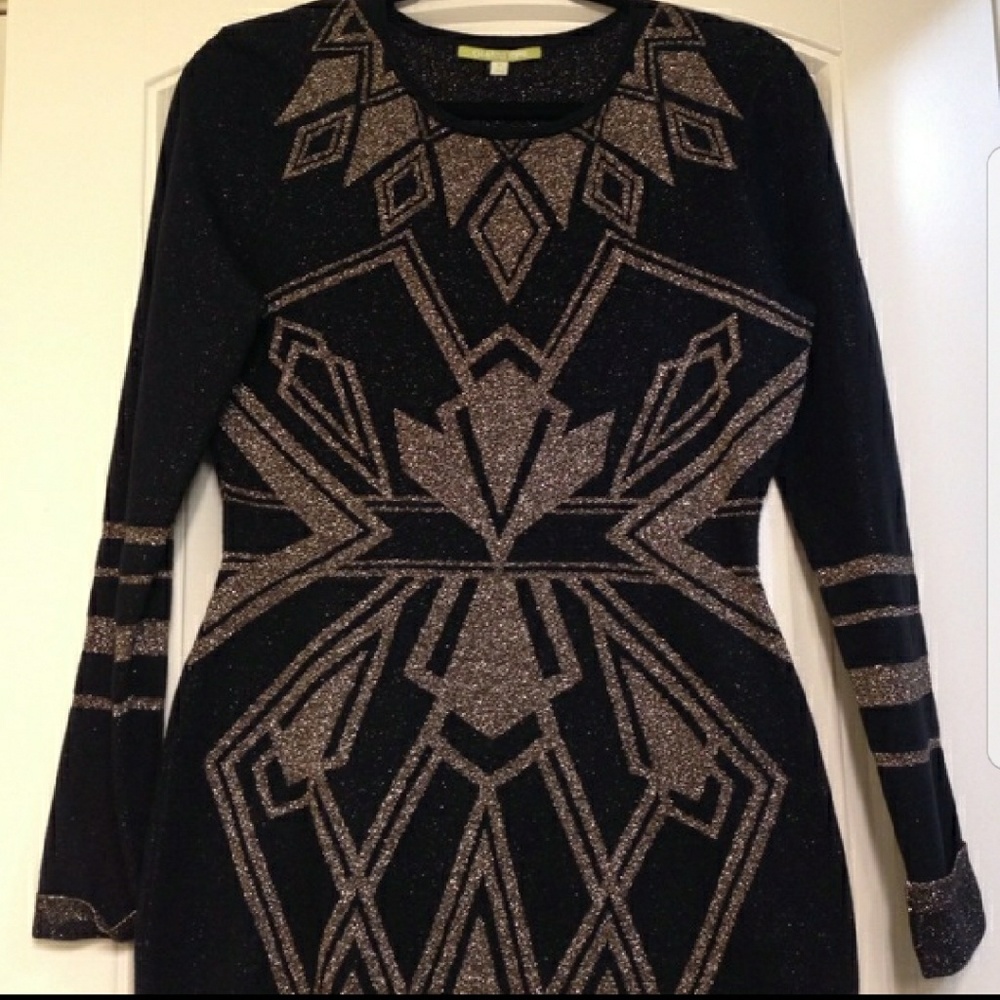 NWOT Gianni Bini Black and Gold cocktail dress